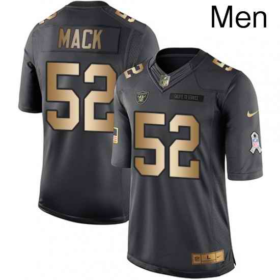 Mens Nike Oakland Raiders 52 Khalil Mack Limited BlackGold Salute to Service NFL Jersey